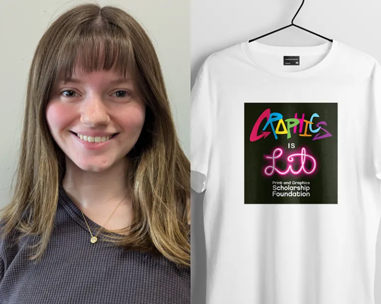 student and t shirt they designed